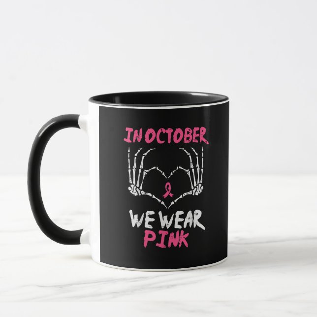 Breast Cancer Skeleton Hand Heart We Wear Women Mug (Left)