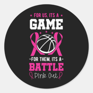 Breast Cancer Sketll Player Coach Pink Ribbon Awar Classic Round Sticker