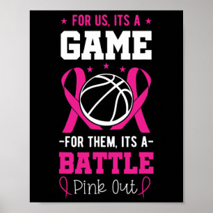 Breast Cancer Sketll Player Coach Pink Ribbon Awar Poster