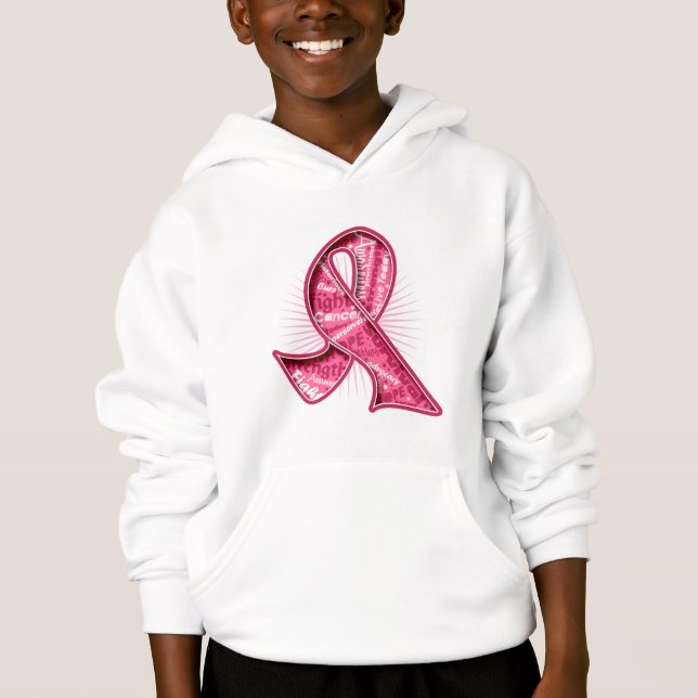 Breast Cancer Slogan Watermark Ribbon (Front)