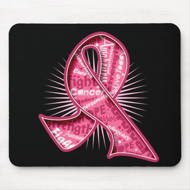 Breast Cancer Slogan Watermark Ribbon Mouse Pad (Front)