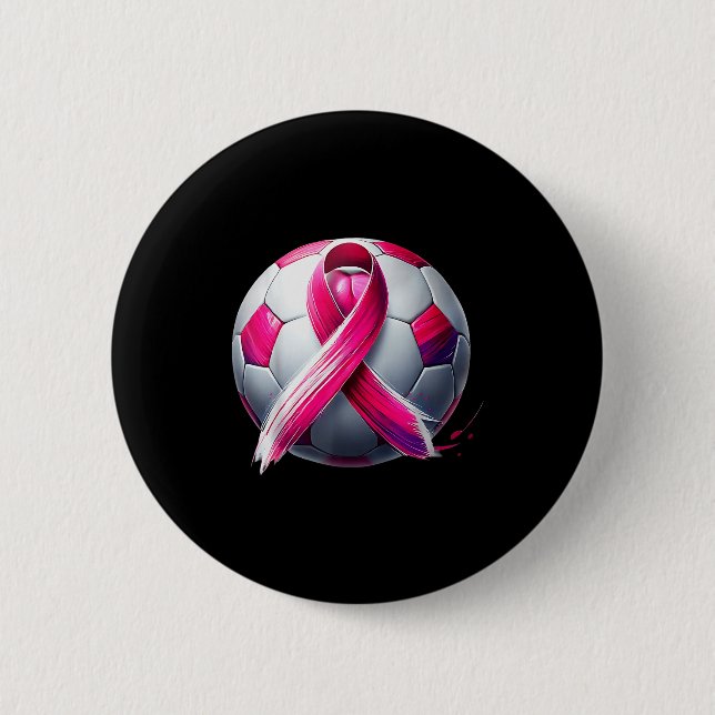 Breast Cancer Soccer Ball Nk Ribbon Kick For A  6 Cm Round Badge (Front)