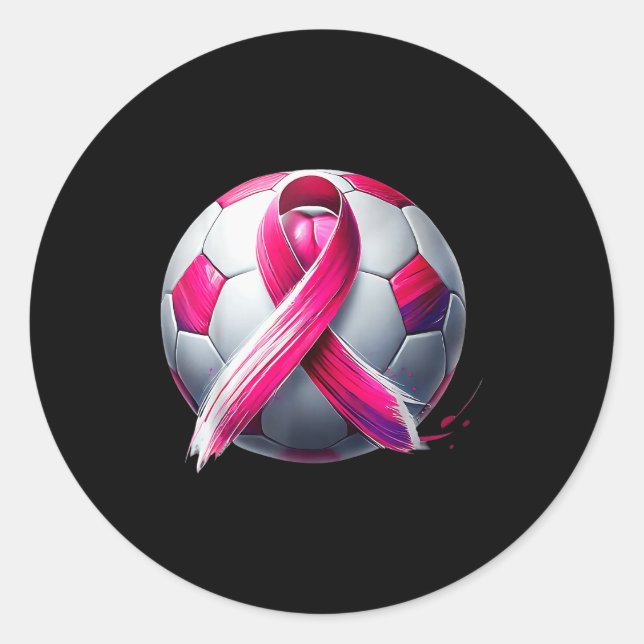 Breast Cancer Soccer Ball Nk Ribbon Kick For A  Classic Round Sticker (Front)
