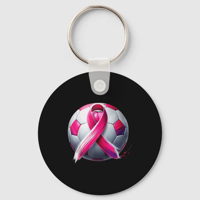 Breast Cancer Soccer Ball Nk Ribbon Kick For A  Key Ring (Front)