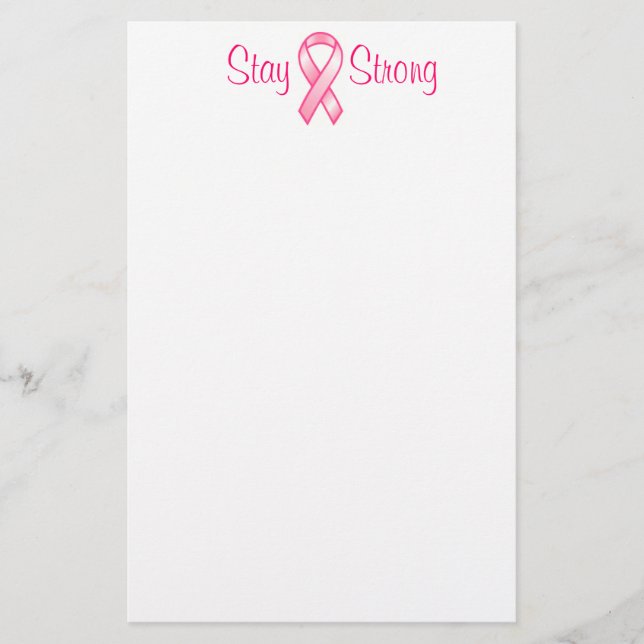 Breast Cancer Stay Strong Ribbon Stationery (Front)