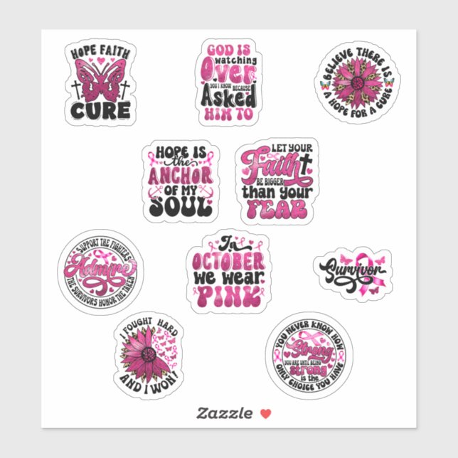 Breast Cancer Stickers Bundle (Sheet)