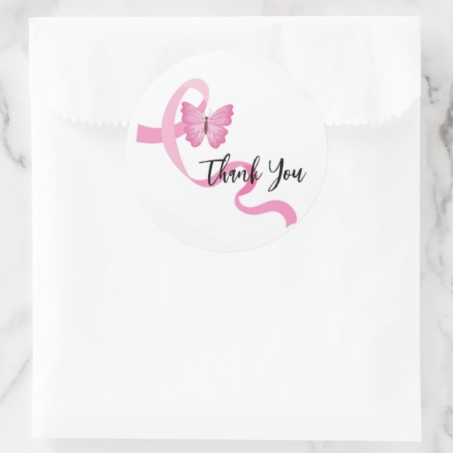 Breast Cancer Stickers-Pink Ribbon Classic Round Sticker (Bag)