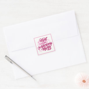 Breast Cancer Stickers-Pink Ribbon Square Sticker