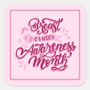 Breast Cancer Stickers-Pink Ribbon Square Sticker