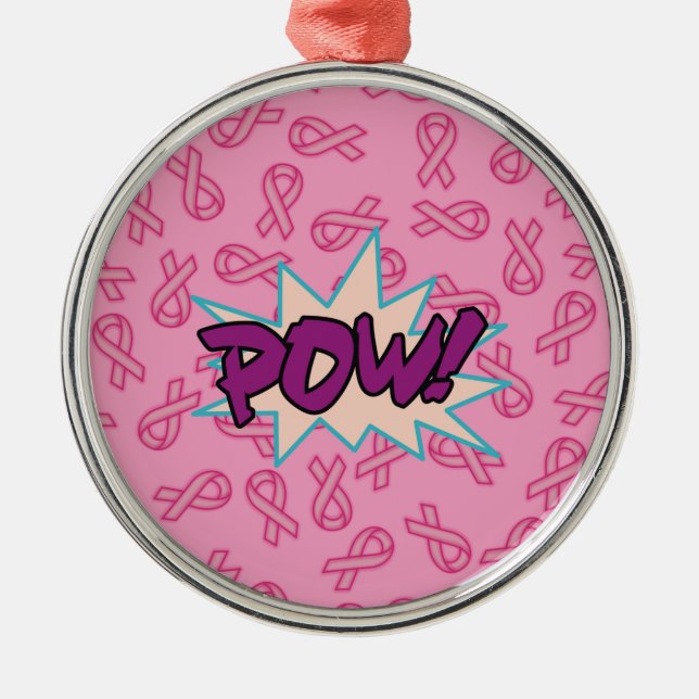 Breast Cancer Super Hero Metal Ornament (Front)