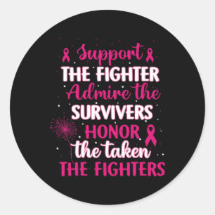 Breast Cancer Support Admire Honour Breast Cancer Classic Round Sticker