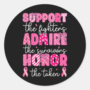 Breast Cancer Support Admire Honour Breast Cancer Classic Round Sticker