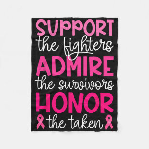 Breast Cancer Support Admire Honour Breast Cancer Fleece Blanket
