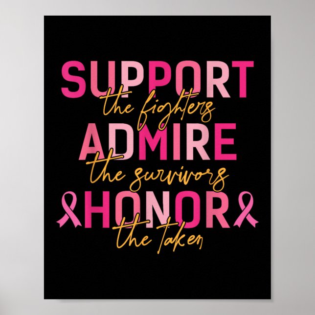 Breast Cancer Support Admire Honour Breast Cancer  Poster (Front)