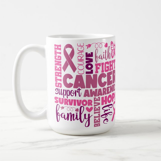 BREAST CANCER SUPPORT & AWARENESS COFFEE MUG (Left)