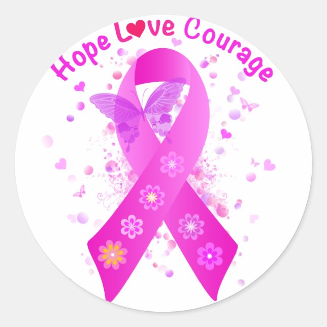 Breast Cancer Support Classic Round Sticker (Front)