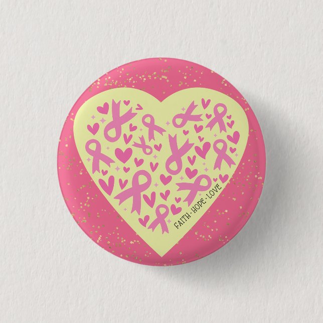 Breast Cancer Support Heart  3 Cm Round Badge (Front)