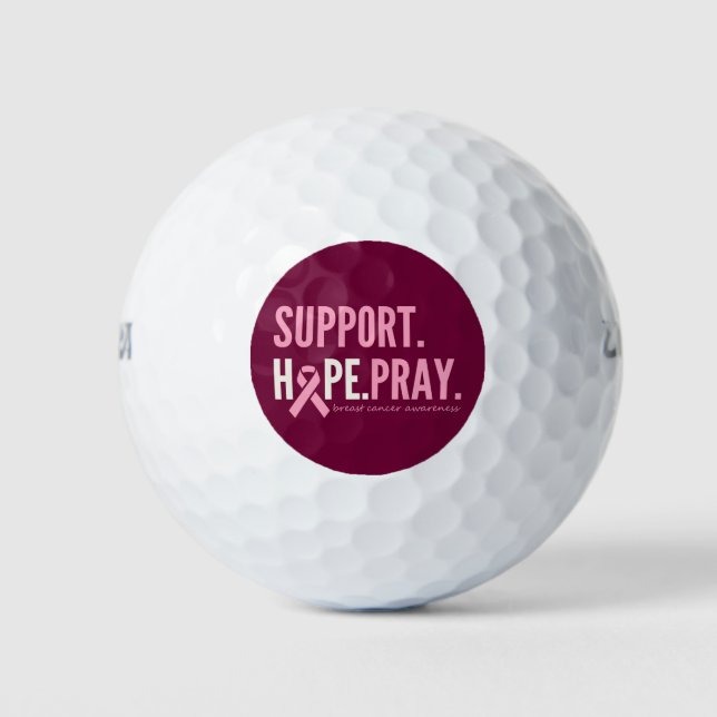 breast cancer support hope pray Golf Balls (Front)