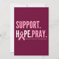 breast cancer support hope pray Invitation Card 