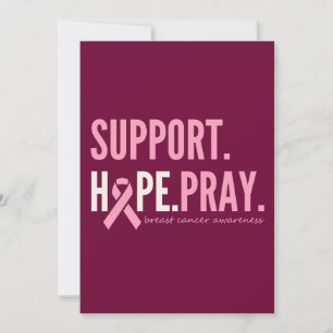 breast cancer support hope pray Invitation Card 