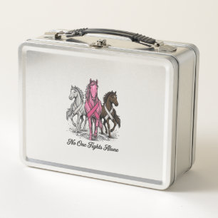 Breast Cancer Support Horse Vector Shirt Design_1 Metal Lunch Box