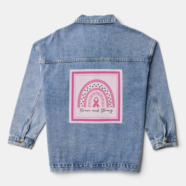 Breast Cancer Support Rainbow Denim Jacket (Back)