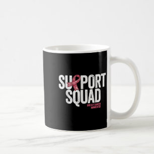 Breast Cancer Support Squad Pink Ribbon Patchwork Coffee Mug