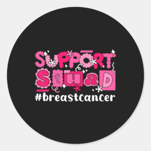 Breast Cancer Support Squads Pink Ribbon Flower Fa Classic Round Sticker