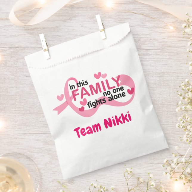 Breast Cancer Support Team Pink Ribbon Personalise Favour Bag (Clipped)