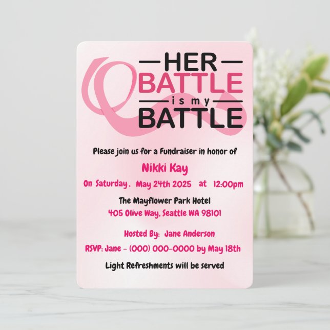 Breast Cancer Support Team Pink Ribbon Personalise Holiday Card (Standing Front)