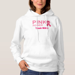 Breast Cancer Support Team Pink Ribbon Personalise Hoodie