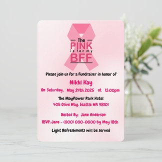 Breast Cancer Support Team Pink Ribbon Personalise Invitation