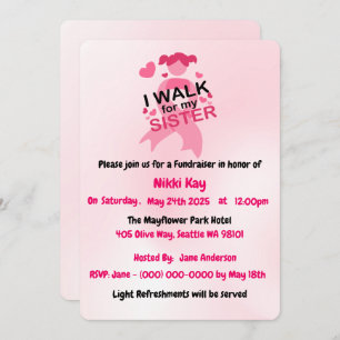 Breast Cancer Support Team Pink Ribbon Personalise Invitation