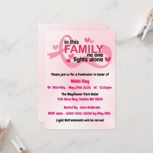 Breast Cancer Support Team Pink Ribbon Personalise Invitation