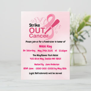 Breast Cancer Support Team Pink Ribbon Personalise Invitation