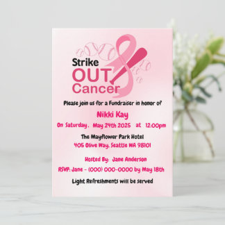 Breast Cancer Support Team Pink Ribbon Personalise Invitation
