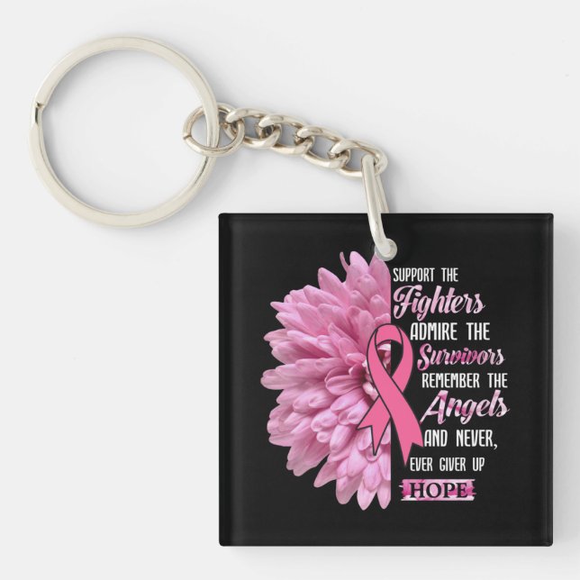 Breast Cancer Support The Fighters Gift For Her Key Ring (Front)