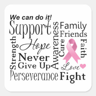 Breast Cancer Supportive Words Square Sticker