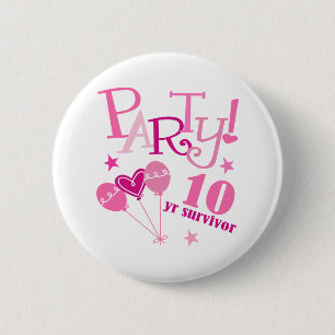 Breast Cancer Survivor 10 Year 6 Cm Round Badge