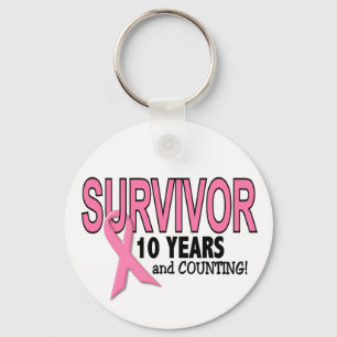 BREAST CANCER SURVIVOR 10 Years & Counting Key Ring