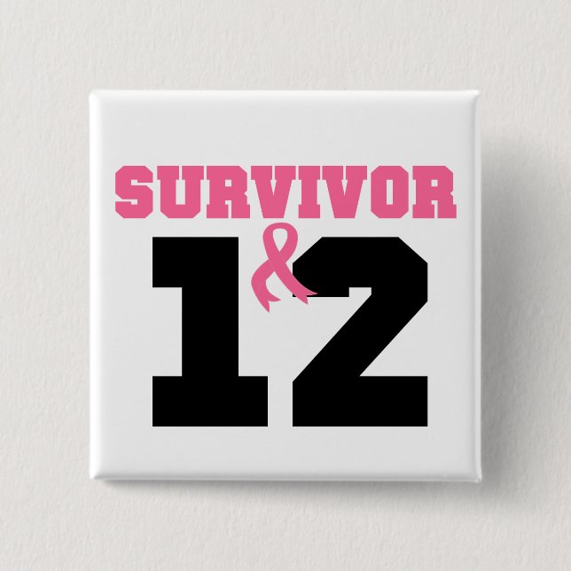 Breast Cancer Survivor 12 Years 15 Cm Square Badge (Front)