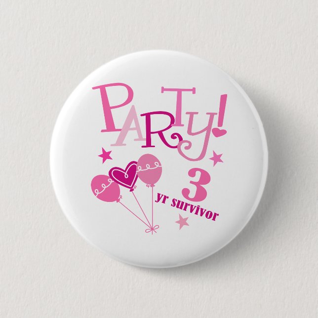 Breast Cancer Survivor 3 Year 6 Cm Round Badge (Front)