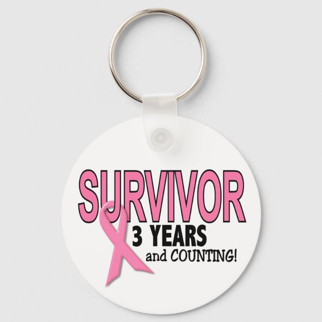 BREAST CANCER SURVIVOR 3 Years & Counting Key Ring (Front)