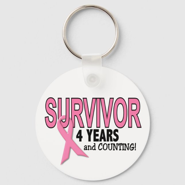 BREAST CANCER SURVIVOR 4 Years & Counting Key Ring (Front)