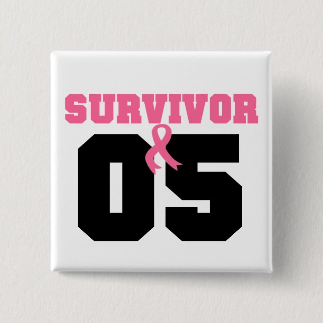 Breast Cancer Survivor 5 Years 15 Cm Square Badge (Front)