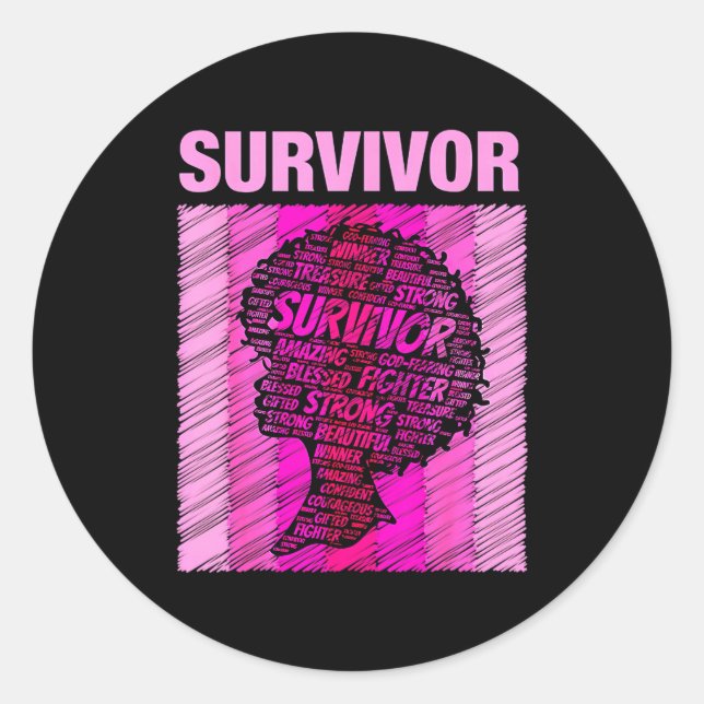 Breast Cancer Survivor African American Woman Nk A Classic Round Sticker (Front)