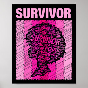 Breast Cancer Survivor African American Woman Pink Poster