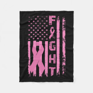 Breast Cancer Survivor American Flag Awareness  Fleece Blanket