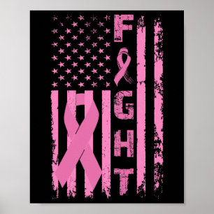 Breast Cancer Survivor American Flag Awareness  Poster