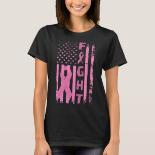 Breast Cancer Survivor American Flag Awareness  T-Shirt